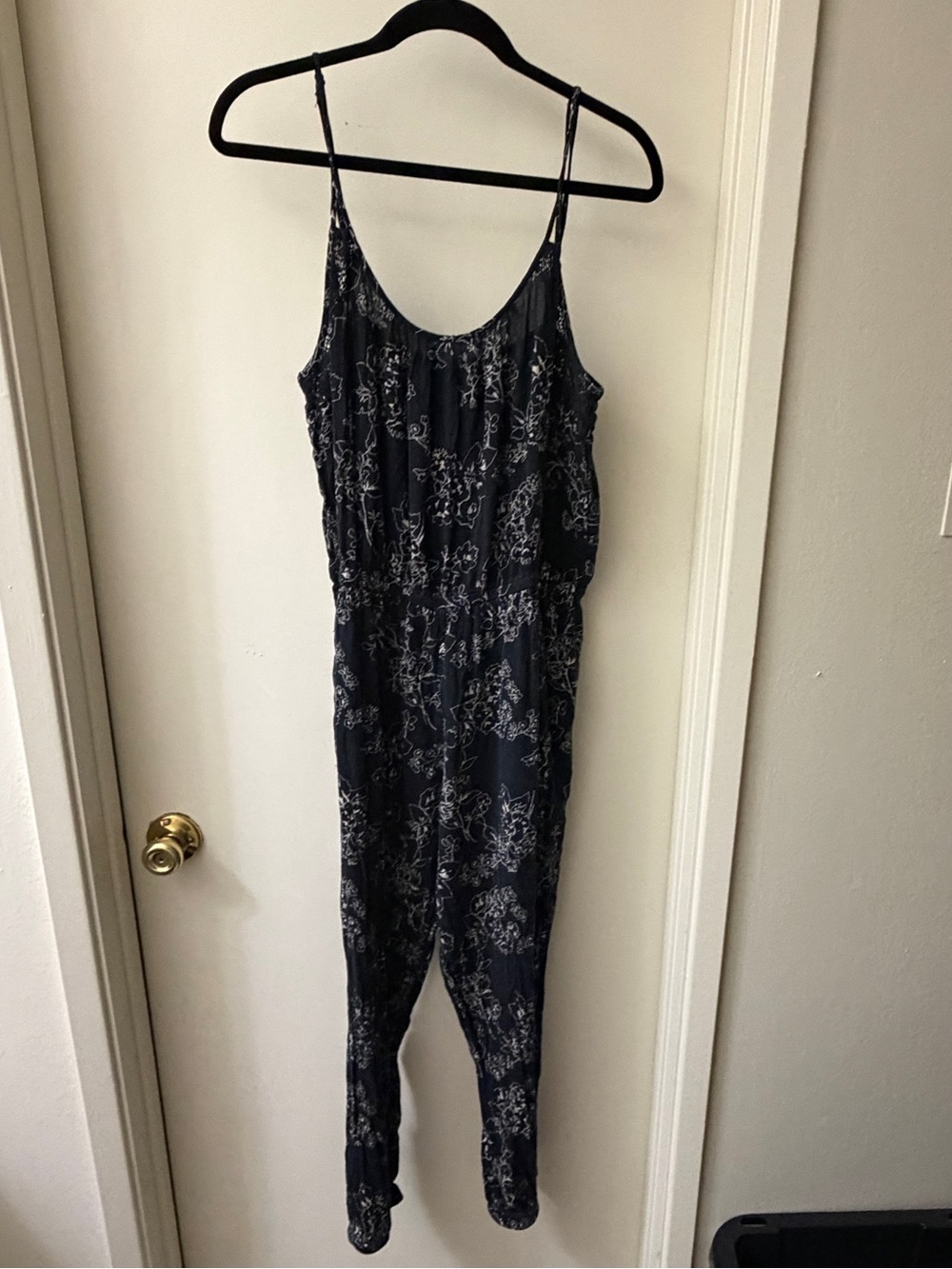 Abercrombie & Fitch Navy Floral Spaghetti-Strap Jumpsuit